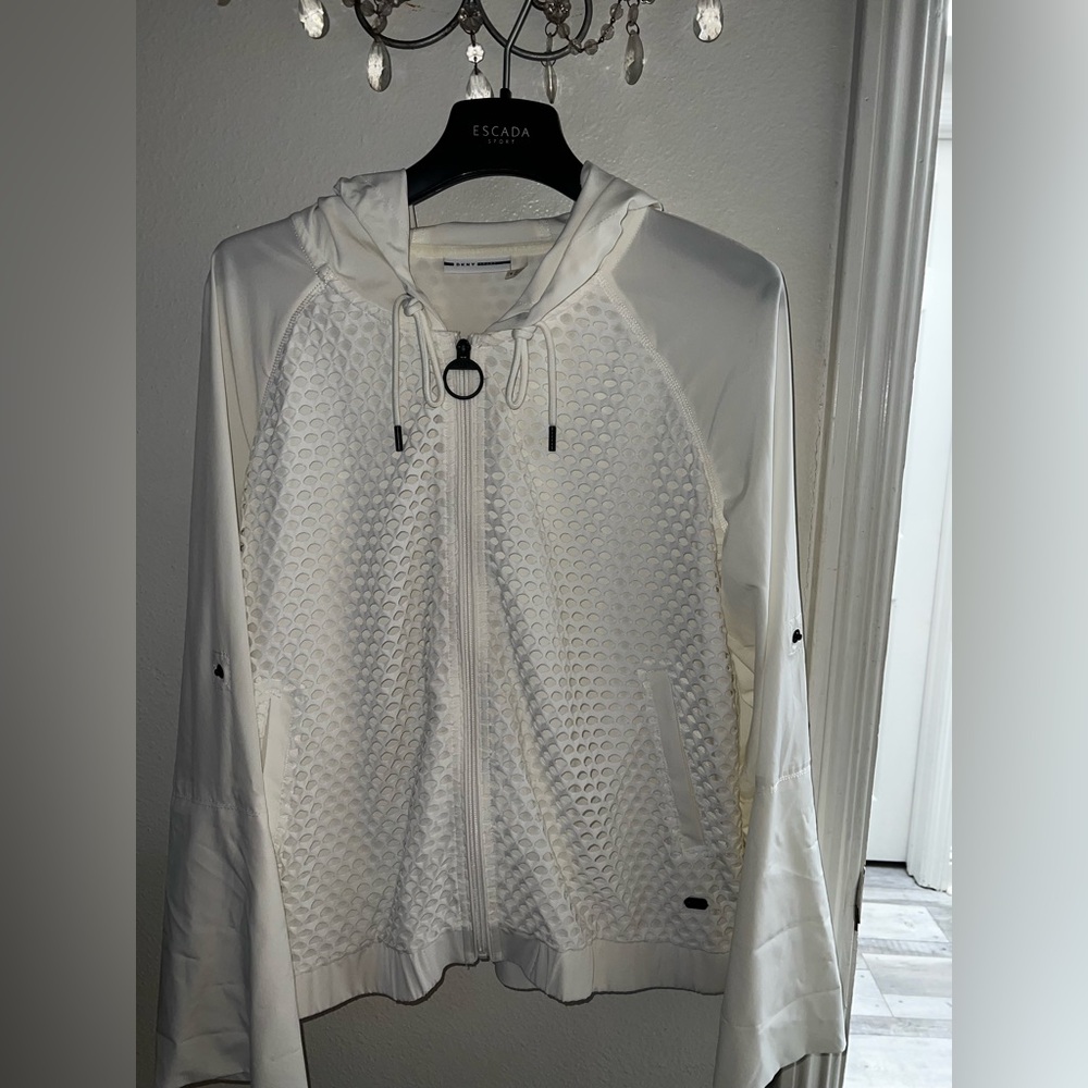 White Textured Zip-Up Hoodie